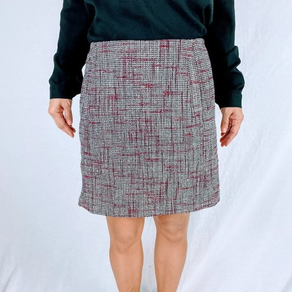 Banana Republic Black Red Tweed Mini Skirt